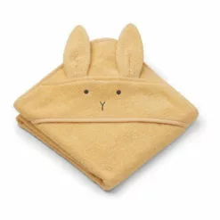 Albert Organic Cotton Rabbit Bath Cape Pale yellow Liewood Design Baby