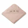 Augusta Cat Organic Cotton Terry Cloth Bath Cape Pink Liewood Design Baby