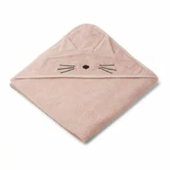 Augusta Cat Organic Cotton Terry Cloth Bath Cape Pink Liewood Design Baby