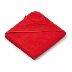 Augusta Organic Cotton Terry Cloth Cat Bath Cape Red Liewood Design Baby