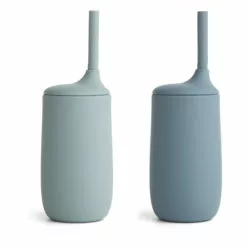 Dylan Silicone Cup with Straw - Set of 2 Blue Liewood Design Children