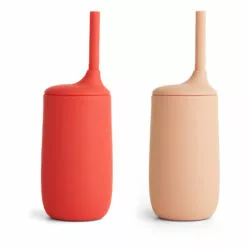 Dylan Silicone Cup with Straw - Set of 2 Red Liewood Design Children