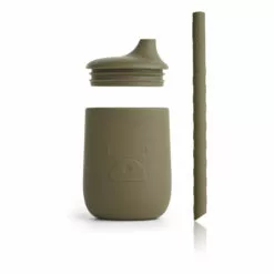 Ellis Silicone Cup with Straw - Set of 2 Khaki Liewood Design Children -Liewood Sales Shop ellis silicone cup with straw set of 2 khaki liewood design children 1