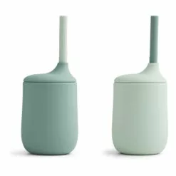 Ellis Silicone Cups with Straws - Set of 2 Mint Green Liewood Design Children
