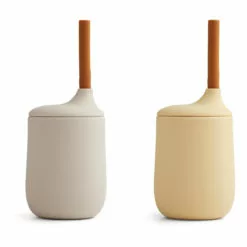 Ellis Silicone Cups with Straws - Set of 2 Sand Liewood Design Children