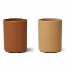 Ethan Silicone Cups - Set of 2 Yellow Liewood Design Children