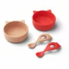Eva Silicone Bowl and Spoon Set Red Liewood Design Children