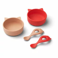 Eva Silicone Bowl and Spoon Set Red Liewood Design Children