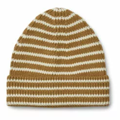 Ezra Striped Organic Cotton Beanie Camel Liewood Fashion Baby, Children