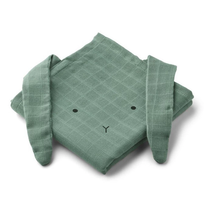 Hannah Cotton Muslin Swaddling Cloths - Set of 2 Green Liewood Design Baby 1 Hannah Cotton Muslin Swaddling Cloths - Set of 2 Green Liewood Design Baby