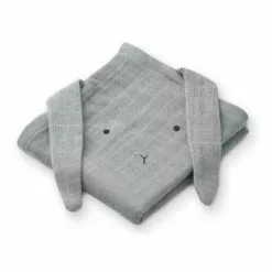 Hannah Organic Cotton Muslin Swaddling Cloths - Set of 2 Grey blue Liewood Design Baby