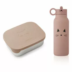 Joni Cat Lunch Box + Water Bottle Pink Liewood Design Children