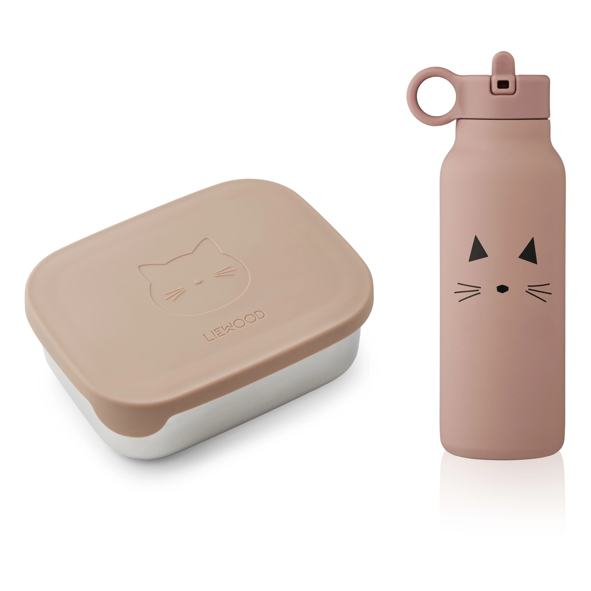 Joni Cat Lunch Box + Water Bottle Pink Liewood Design Children 1 Joni Cat Lunch Box + Water Bottle Pink Liewood Design Children