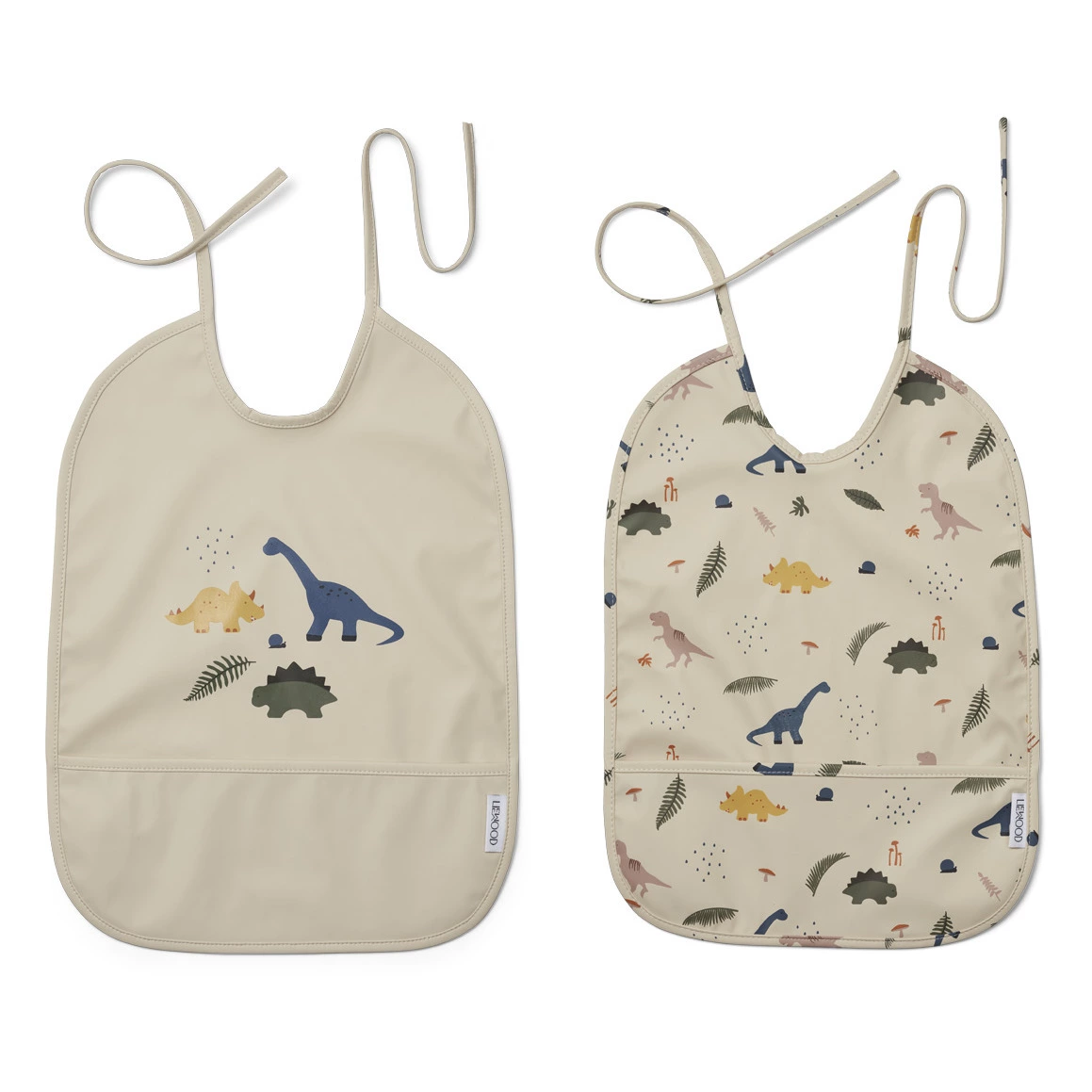 Lai Dino Organic Cotton Bib - Set of 2 Sand Liewood Design Baby 1 Lai Dino Organic Cotton Bib - Set of 2 Sand Liewood Design Baby