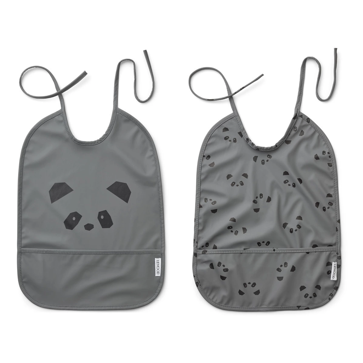 Lai Panda Organic Cotton Bib - Set of 2 Grey Liewood Design Baby 1 Lai Panda Organic Cotton Bib - Set of 2 Grey Liewood Design Baby