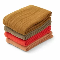 Leon Organic Cotton Swaddling Cloths - Set of 4 Pink Liewood Design Baby