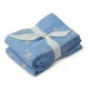 Lewis Organic Cotton Swaddling Cloths - Set of 2 Blue Liewood Design Baby