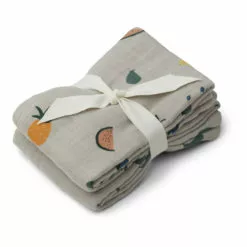 Lewis Organic Cotton Swaddling Cloths - Set of 2 Grey blue Liewood Design Baby