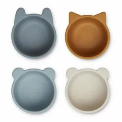 Malene Silicone Bowls - Set of 4 Blue Liewood Design Children