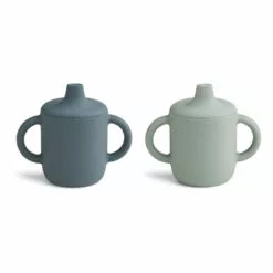 Neil Silicone Learning Cups - Set of 2 Grey blue Liewood Design Baby