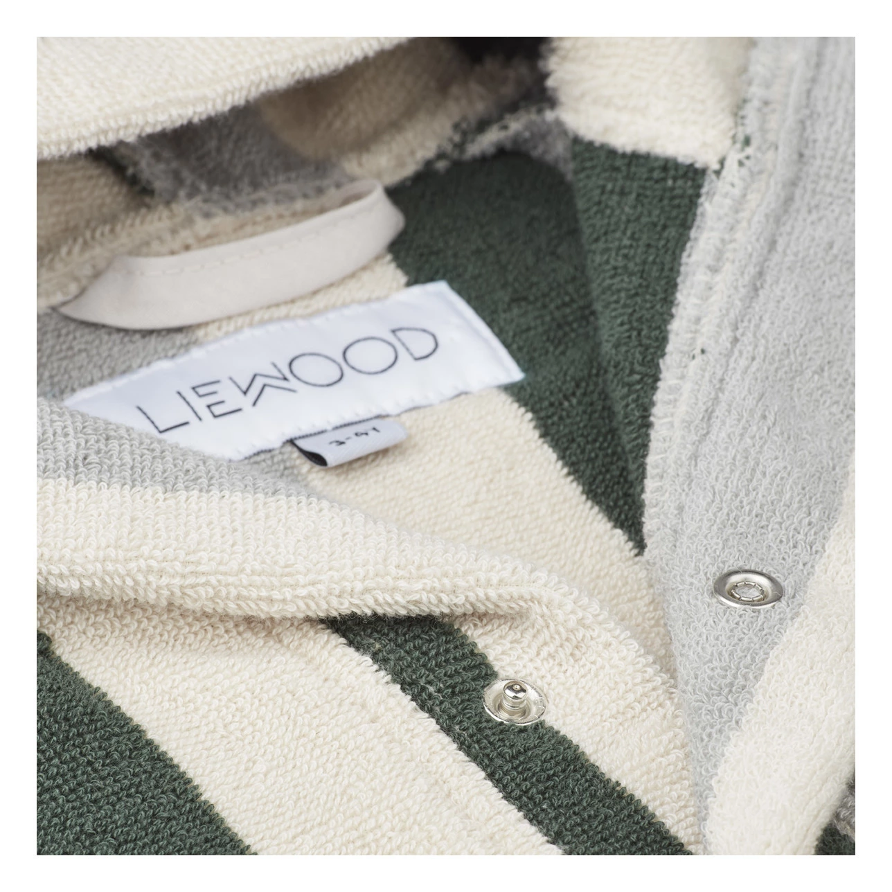 Organic Cotton Regie Bathrobe Dark green Liewood Design Children 2 Organic Cotton Regie Bathrobe Dark green Liewood Design Children - Image 2