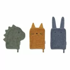Sylvester Dino Organic Cotton Wash Cloths - Set of 3 Liewood Design Children