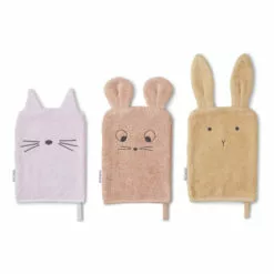 Sylvester Organic Cotton Wash Gloves - Set of 3 Lavender Liewood Design Children