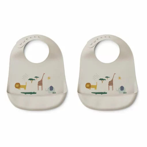 Tilda Safari Silicone Bibs - Set of 2 Sand Liewood Design Baby -Liewood Sales Shop tilda safari silicone bibs set of 2tilda safari silicone bibs set of 2 sand liewood design baby