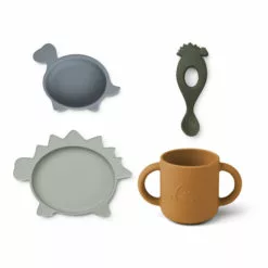Vivi Dino Silicone Tableware Set - Set of 5 Blue Liewood Design Baby