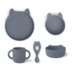 Vivi Silicone Dinnerware Set - Set of 4 Blue Liewood Design Children